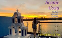Santorini 3000sqft Villa, Rooftop BBQ, 5BR, 13 Pax