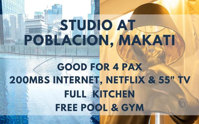 Studio | Netflix 55"TV | 200MBS | center of Makati