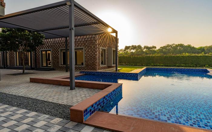 StayVista at The Brick house w/ Outdoor Pool