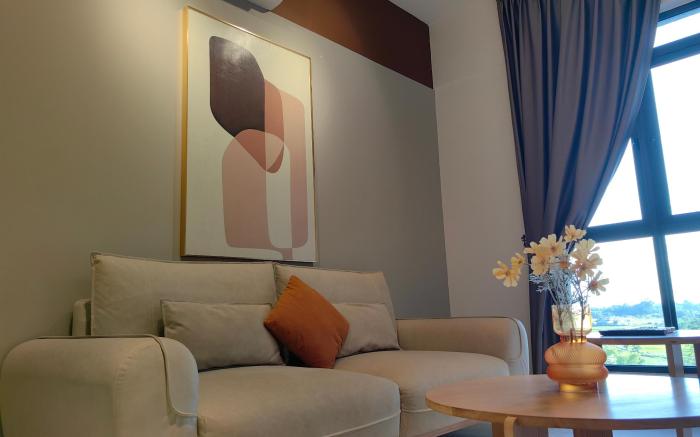 Near Airport|FreeParking|Balcony|NewCozy 2BR 5 Pax