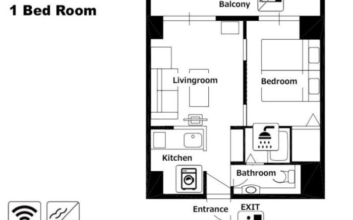 A1802 1Bedroom Apartment in Sapporo