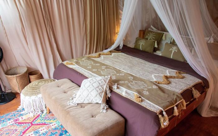 Deluxe glamping tent at the waterfall