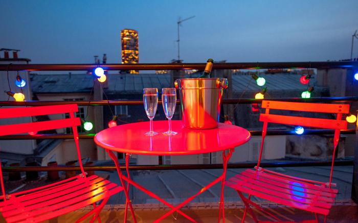 Eiffel Tower view terrace Saint Germain des Pres