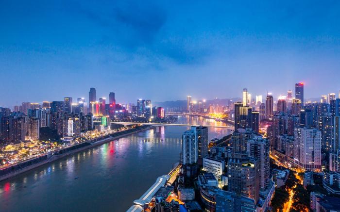 S日出&网红江景浴缸/近地铁站/洪崖洞/270度落地窗观重庆夜景大床房