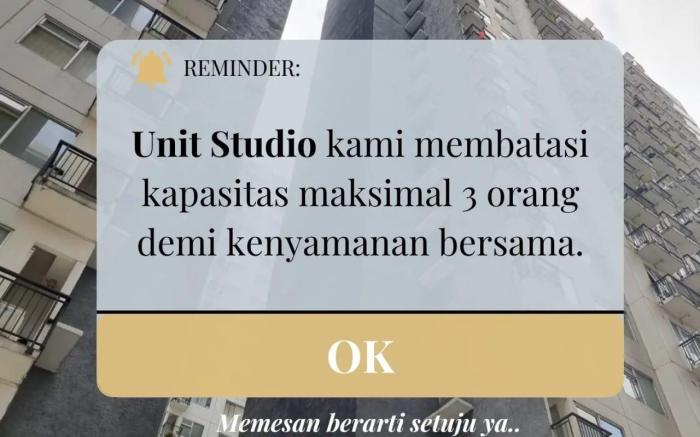 Apartment The Jarrdin Studio Deluxe By Azhimah 