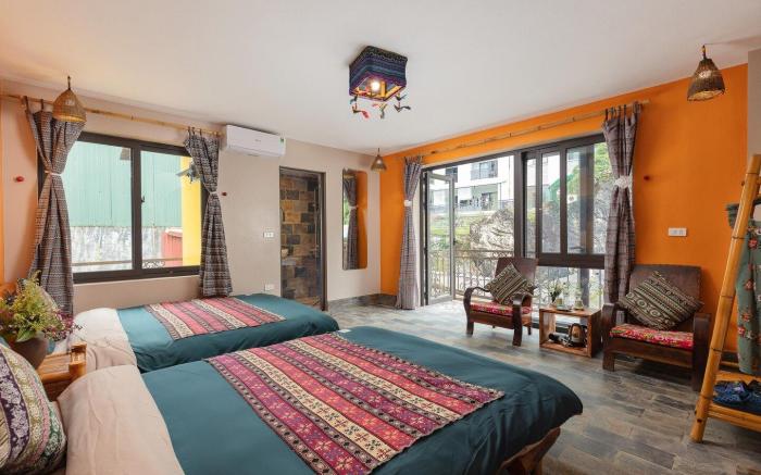 Private room with twin bed in Sapa Central