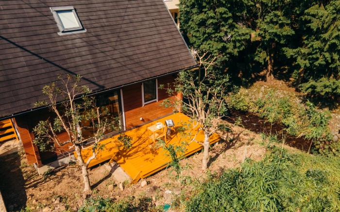 Log house located along the river, Shizuoka Atami