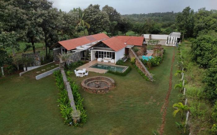 Designer Villa with Stone Pool & Lawn - Bangalore