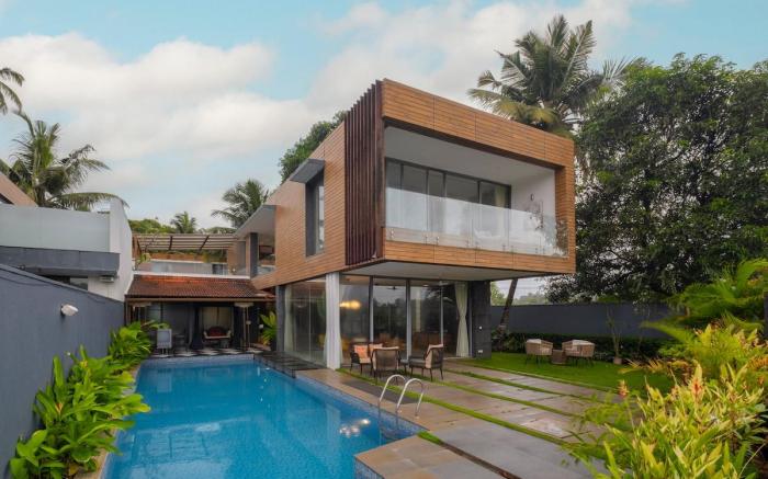 SaffronStays Candolim Deck Luxe 3BR Poolside Villa