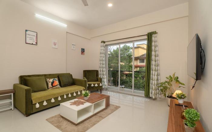 Cozy 1 BHK w Pool, in Porvorim- nr Candolim Beach
