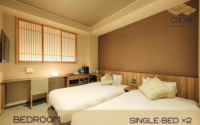 四条大宮駅より徒歩約1分と駅近で便利！ＣＵＯＲＥ京都四条大宮！ツイン【ECOプラン】ステイ清掃無し