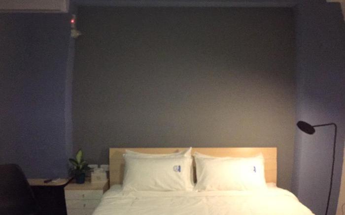 Dark gray and light blue visual mountain view room