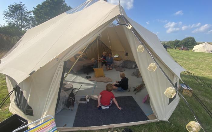 Cozy winter Hot tent with Log burner