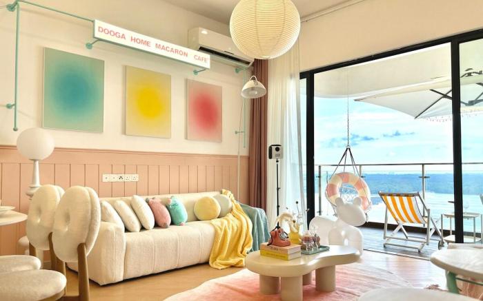 Dooga Ins-Macaron Cafe Seaview Cozy Pastel Retreat