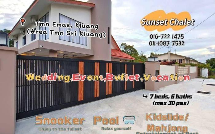SunsetChalet:25+5pax@Pool/Snooker/Bathtub/Playgrnd