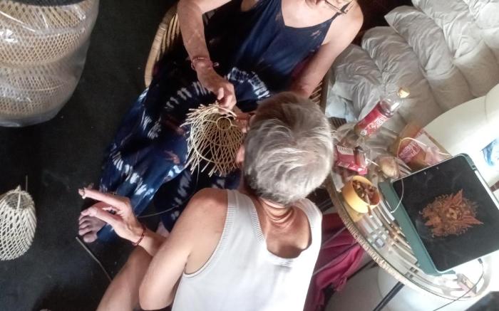 Weaving class rautan lamps