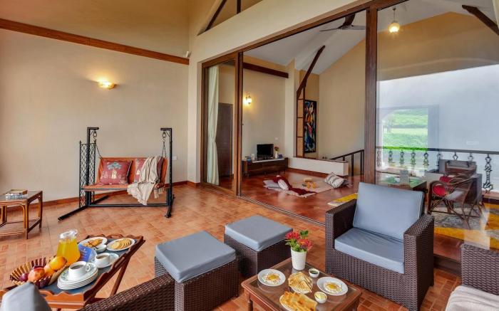 SaffronStays Valley's Edge: Panoramic Dhom Views