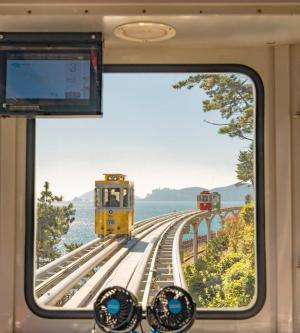 韓國-釜山海雲台藍線公園海岸列車,天空膠囊列車票